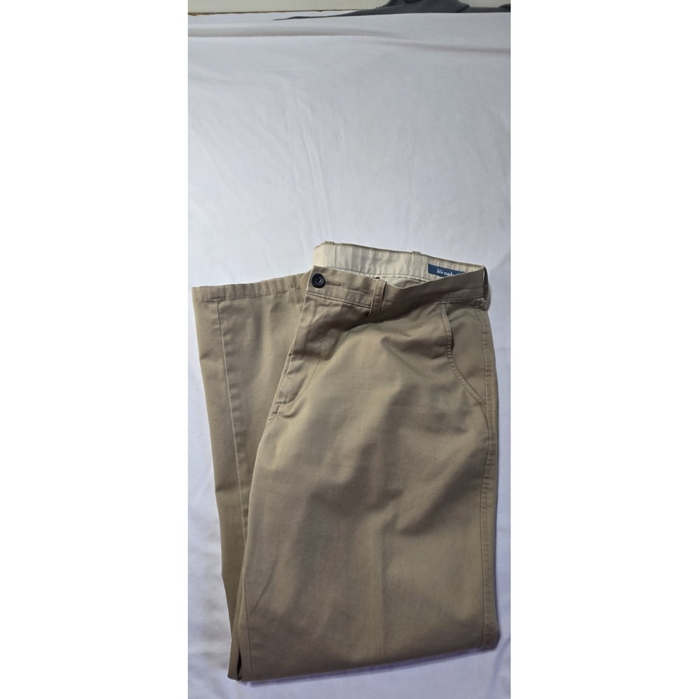 LK Life Made Simple Khaki by Haggar Flat Front Pants Men 38x22 Brown